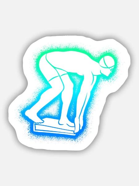 Schwimmer Schwimmen Kinder Herren Jungen Schwimm - Sticker Größe S (10 x 10 cm) - Mattweiß