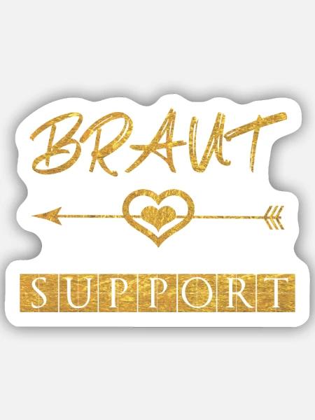 Braut Liebe Gold Herz Support - Sticker Größe S (10 x 10 cm) - Mattweiß