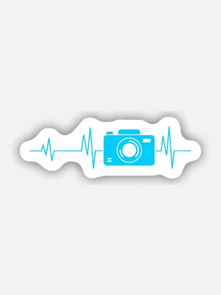 Kamera Heartbeat Camera Herzschlag Photograph - Sticker Größe S (10 x 10 cm) - Mattweiß
