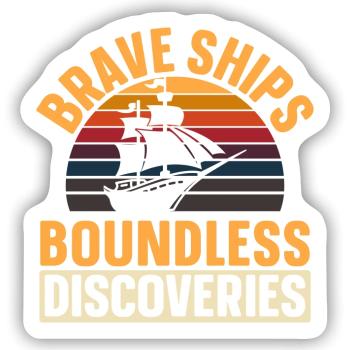 Tapfere Schiffe - grenzenlose Entdeckungen - Kolum - Sticker Größe S (10 x 10 cm) - Mattweiß - Vorne