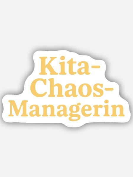 Kita Chaos Managerin (sonnengelb) - Sticker Größe S (10 x 10 cm) - Mattweiß