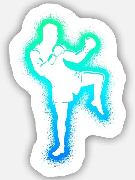 Muay Thai Kampfsport Kickboxer Jungen Kickboxen - Sticker Größe S (10 x 10 cm) - Mattweiß