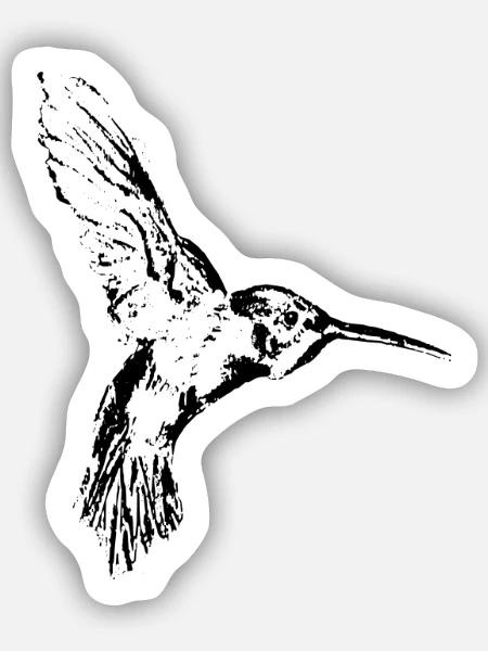 Kolibri schwarz - Sticker Größe S (10 x 10 cm) - Mattweiß