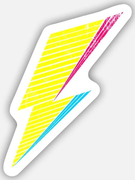 bolt of lightning 80s - Sticker Größe S (10 x 10 cm) - Mattweiß
