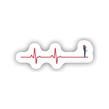 Liebespaar Herzschlag - Sticker Größe S (10 x 10 cm) - Mattweiß - Vorne