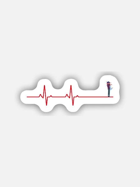 Liebespaar Herzschlag - Sticker Größe S (10 x 10 cm) - Mattweiß