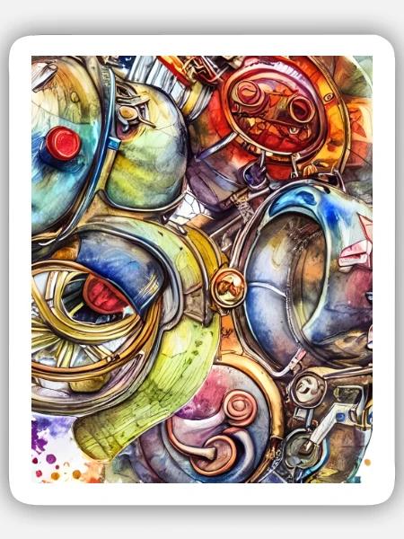 Bunte Motorräder - Sticker Größe S (10 x 10 cm) - Mattweiß