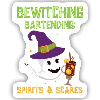Verhexendes Bartending: Geister & Schrecken Hallow - Sticker Größe S (10 x 10 cm) - Mattweiß - Vorne