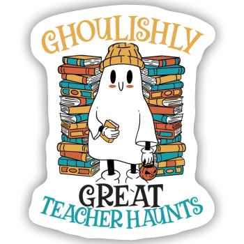 Schaurig-schöner Lehrer spukt an Lehrer-Halloween - Sticker Größe S (10 x 10 cm) - Mattweiß - Vorne