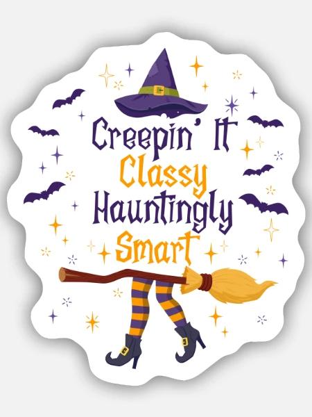 Creepin' It Classy Schaurig-schönes Halloween - Sticker Größe S (10 x 10 cm) - Mattweiß