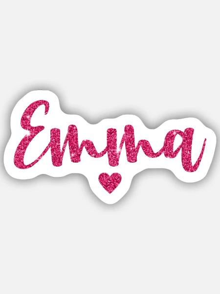 Emma Herz Pink - Sticker Größe S (10 x 10 cm) - Mattweiß