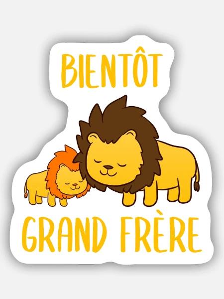 Bientôt Grand Frère - Sticker Größe S (10 x 10 cm) - Mattweiß