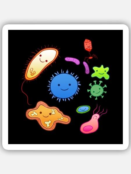 Bakterien Maske Biologe Mikrobiom Biologie - Sticker Größe S (10 x 10 cm) - Mattweiß