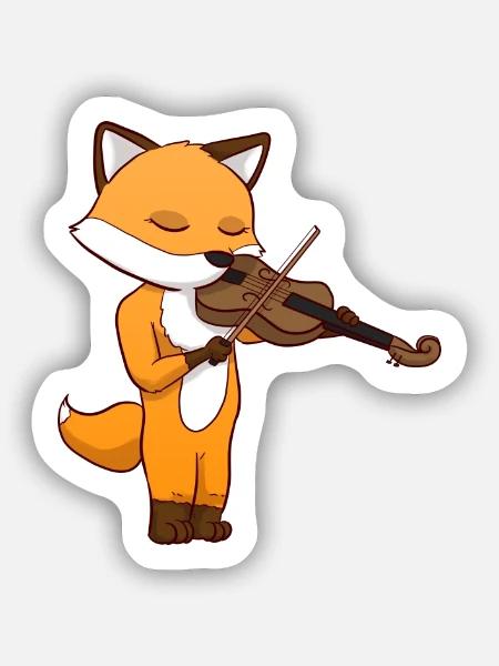 Violin Fox - Sticker Größe S (10 x 10 cm) - Mattweiß