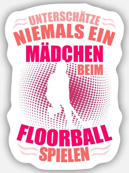 Floorball Mädchen Floorballerin Unihockey - Sticker Größe S (10 x 10 cm) - Mattweiß