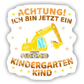 Kindergartenkind Bagger Jungen - Sticker Größe S (10 x 10 cm) - Mattweiß - Vorne