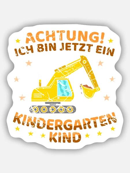 Kindergartenkind Bagger Jungen - Sticker Größe S (10 x 10 cm) - Mattweiß