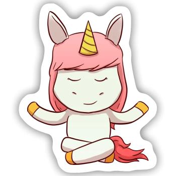 Unicorn Meditation - Sticker Größe S (10 x 10 cm) - Mattweiß - Vorne