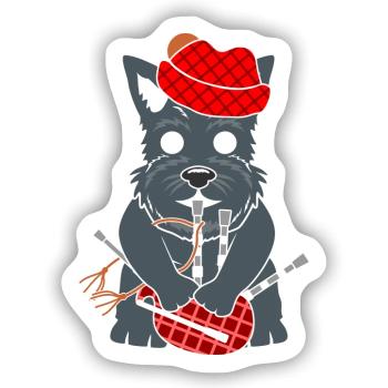 Bagpipe Scottish Terrier Dudelsack Schotte - Sticker Größe S (10 x 10 cm) - Mattweiß - Vorne