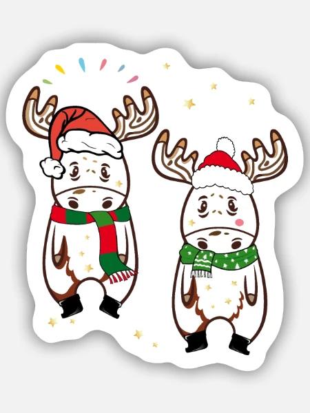 Christmas, Rentier - Sticker Größe S (10 x 10 cm) - Mattweiß