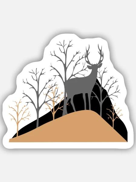 Hirsch im Wald - Sticker Größe S (10 x 10 cm) - Mattweiß