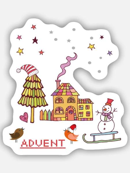 Advent - Sticker Größe S (10 x 10 cm) - Mattweiß