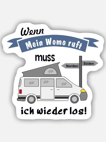 womo ruft campingbus - Sticker Größe S (10 x 10 cm) - Mattweiß