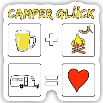 camper glück wohnwagen - Sticker Größe S (10 x 10 cm) - Mattweiß - Vorne