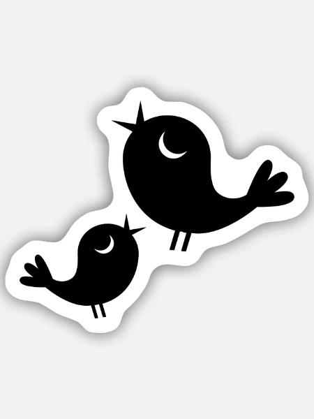 Vögelchen beim Twittern - Sticker Größe S (10 x 10 cm) - Mattweiß
