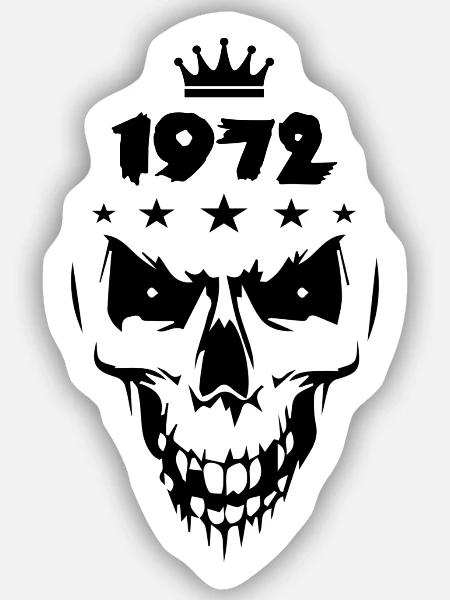 1972 Totenkopf - Sticker Größe S (10 x 10 cm) - Mattweiß