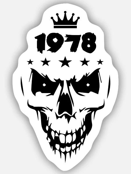 1978 Totenkopf - Sticker Größe S (10 x 10 cm) - Mattweiß