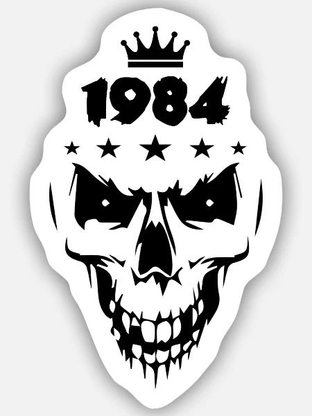1984 Totenkopf - Sticker Größe S (10 x 10 cm) - Mattweiß