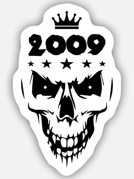 2009 Totenkopf - Sticker Größe S (10 x 10 cm) - Mattweiß