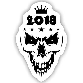 2018 Totenkopf - Sticker Größe S (10 x 10 cm) - Mattweiß - Vorne