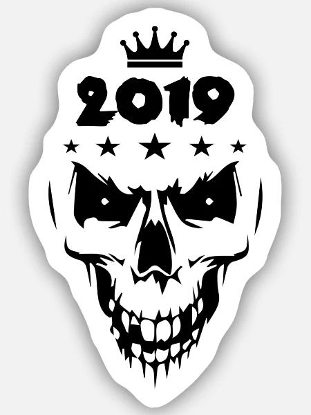 2019 Totenkopf - Sticker Größe S (10 x 10 cm) - Mattweiß