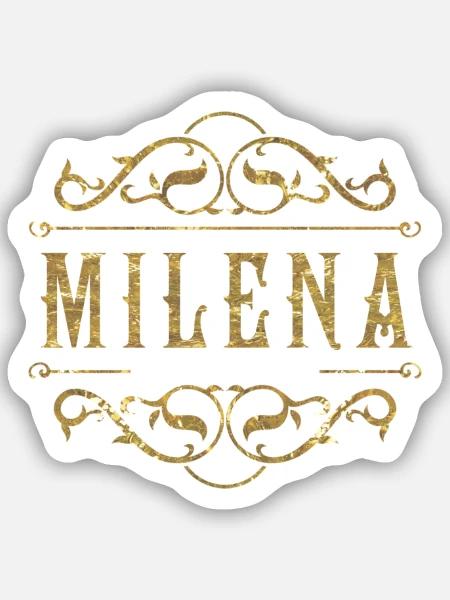 Milena gold - Sticker Größe S (10 x 10 cm) - Mattweiß