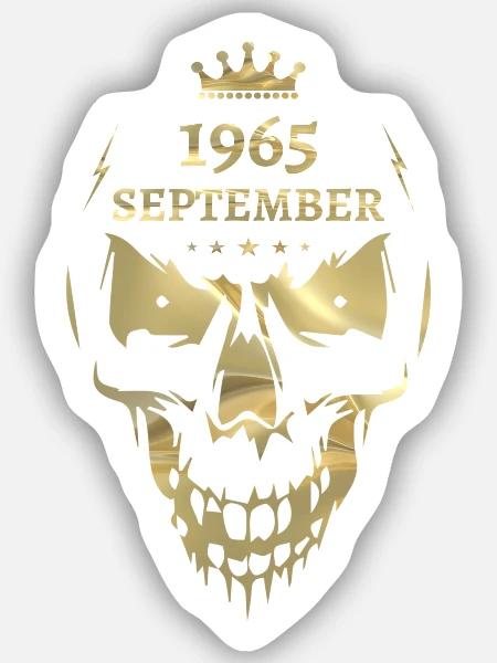 September 1965 Totenkopf Gold - Sticker Größe S (10 x 10 cm) - Mattweiß