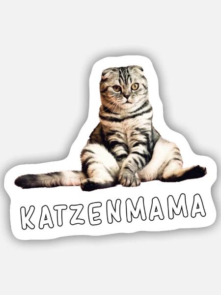 Katze – Katzenmama - Sticker Größe S (10 x 10 cm) - Mattweiß