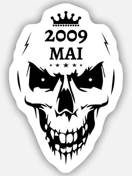 Mai 2009 Totenkopf - Sticker Größe S (10 x 10 cm) - Mattweiß
