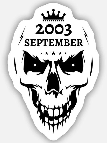 September 2003 Totenkopf - Sticker Größe S (10 x 10 cm) - Mattweiß