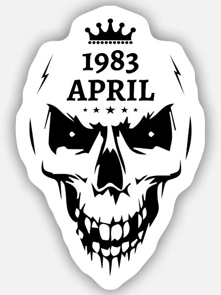 April 1983 Totenkopf - Sticker Größe S (10 x 10 cm) - Mattweiß