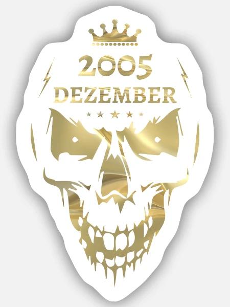 Dezember 2005 Totenkopf Gold - Sticker Größe S (10 x 10 cm) - Mattweiß