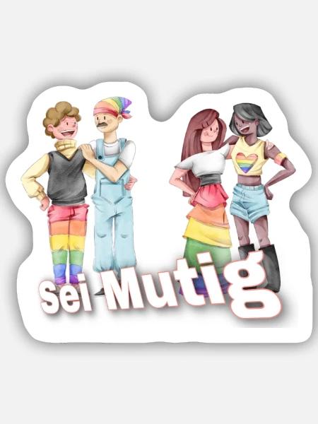 Sei Mutig Pride-Illustration: Vielfalt - Sticker Größe S (10 x 10 cm) - Mattweiß