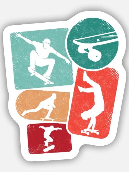 Skater Skateboarder Herren Skateboard Jungen - Sticker Größe S (10 x 10 cm) - Mattweiß
