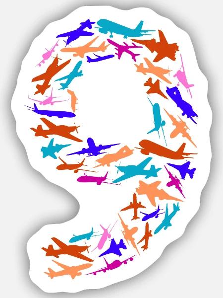 Geburtstag Junge 9 Jahre Flugzeug Flugzeuge - Sticker Größe S (10 x 10 cm) - Mattweiß