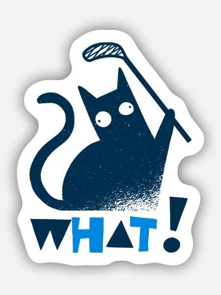 Floorball Unihockey Spieler Floorballspieler Katze - Sticker Größe S (10 x 10 cm) - Mattweiß