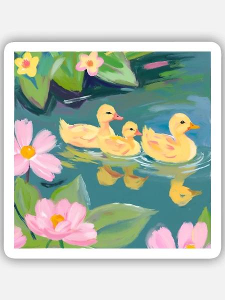Entchen - Sticker Größe S (10 x 10 cm) - Mattweiß