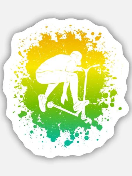 Stunt Scooter Tricks Stuntroller Roller Tretroller - Sticker Größe S (10 x 10 cm) - Mattweiß