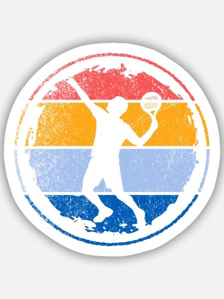 Vintage Padel Spieler Design mit Padelspieler - Sticker Größe S (10 x 10 cm) - Mattweiß