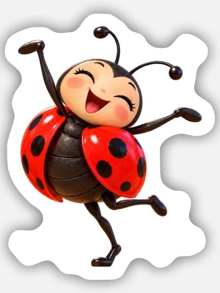 Fröhliche tanzende Marienkäfer - Sticker Größe S (10 x 10 cm) - Mattweiß